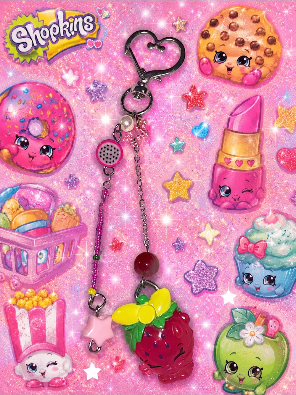 Shopkins Strawberry Charm Keychain